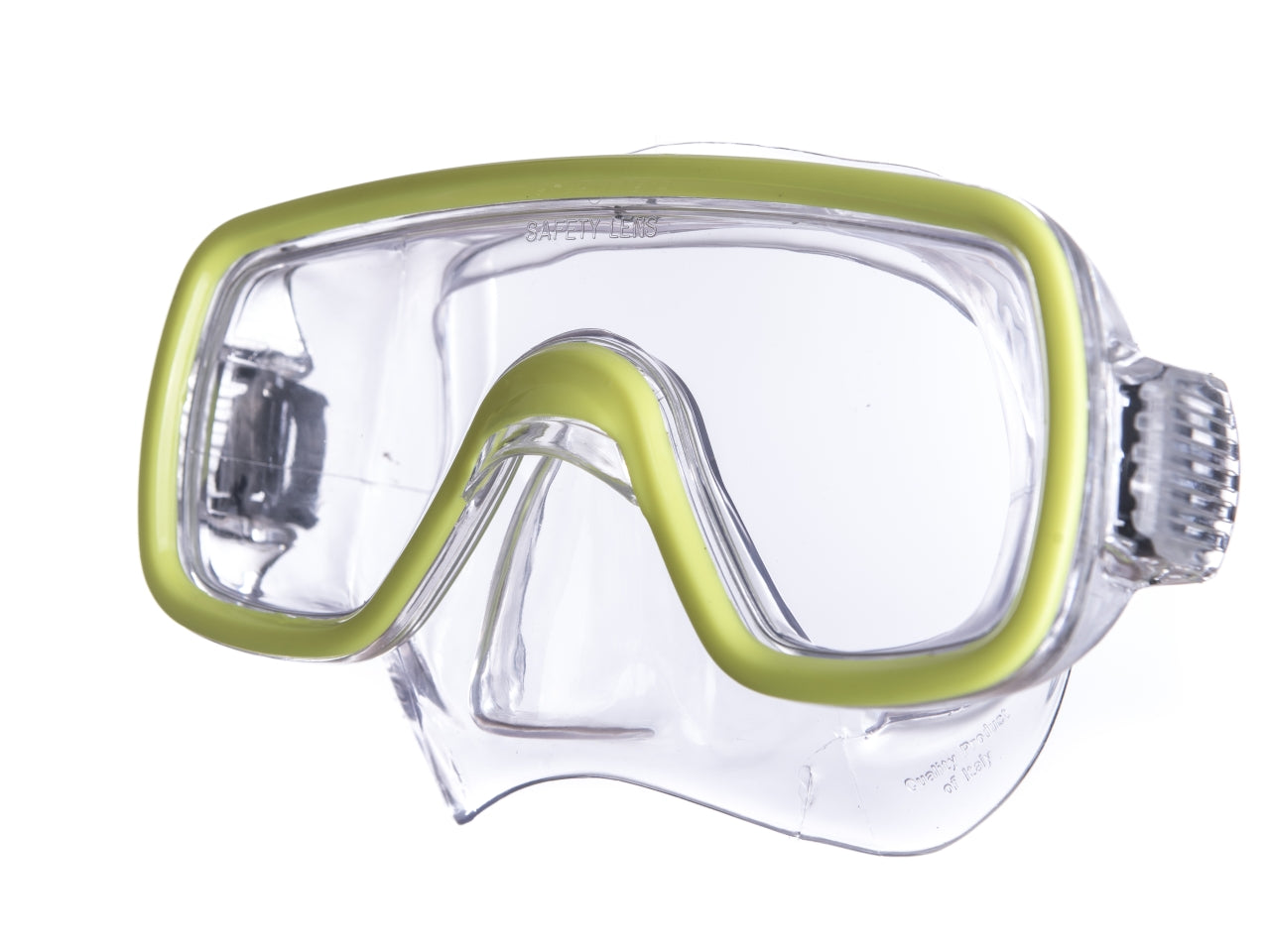 Maschera sub Domino Sr, misura large trasparente/giallo con astuccio