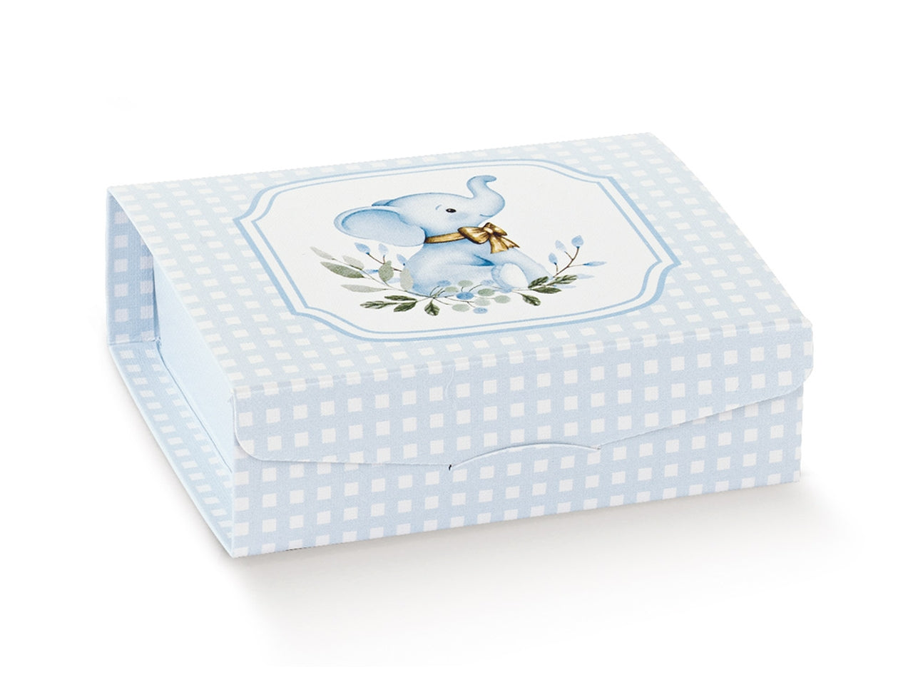 Elefantino azzurro scatola gift 7x7x3cm