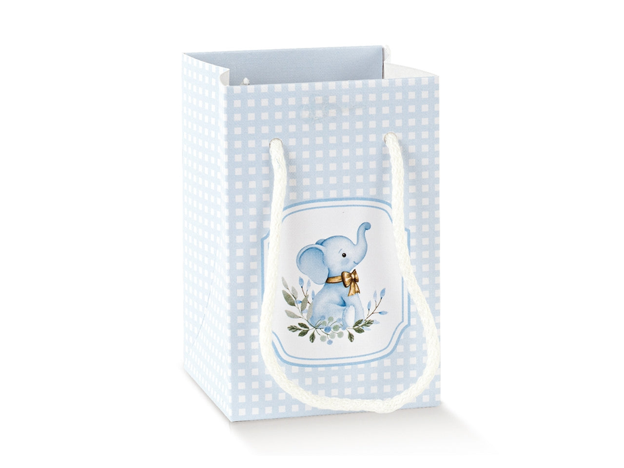 Elefantino azzurro shopbox 9x9x14cm