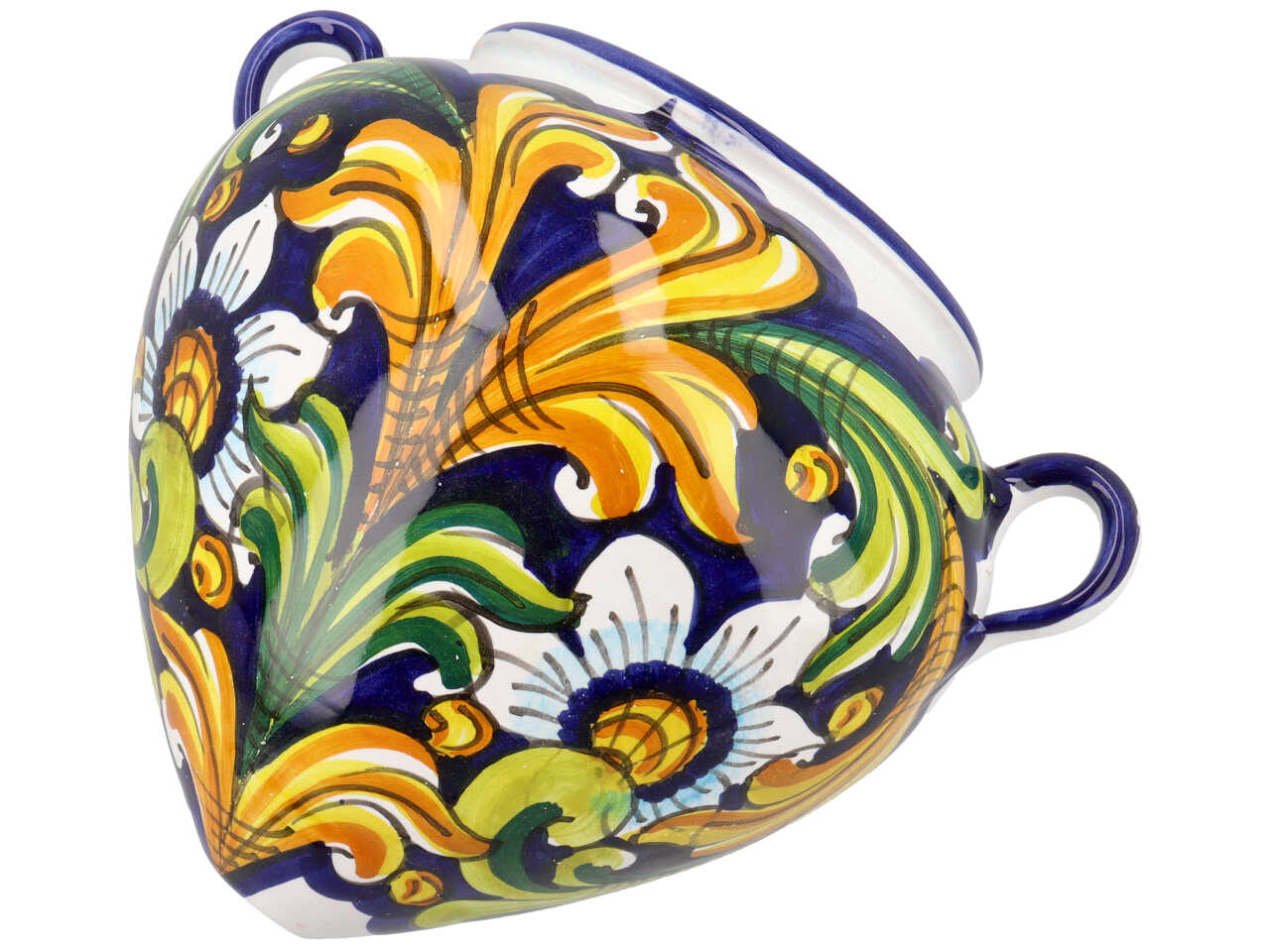 Fioriera bombata dipinta 25cm artigianale