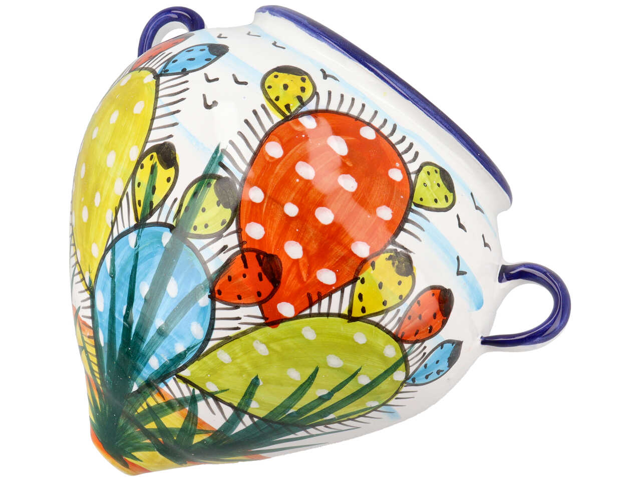 Fioriera bombata dipinta 25cm artigianale