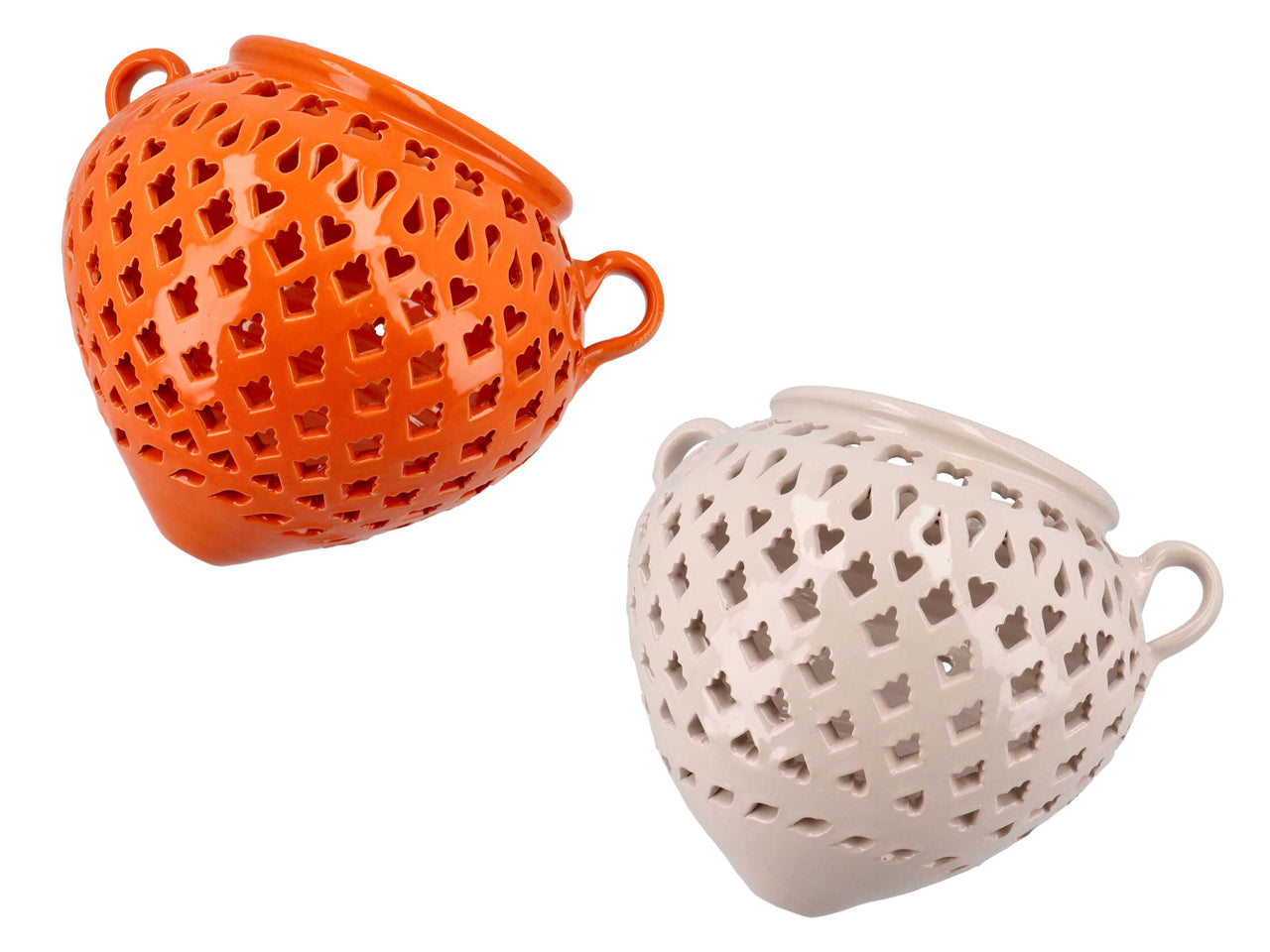 Fioriera bombata traforata 20cm artigianale colori assortiti