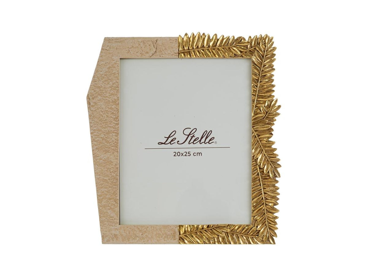 Portafoto in resina beige/oro interno 20x25cm, esterno 28x31cm