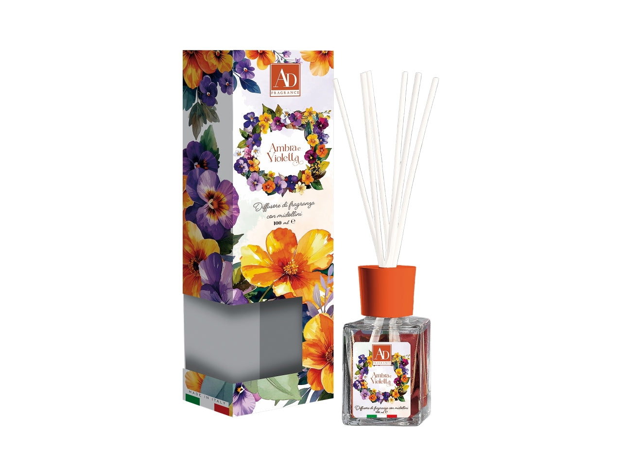 Diffusore con bastoncini da 100ml ambra e violetta