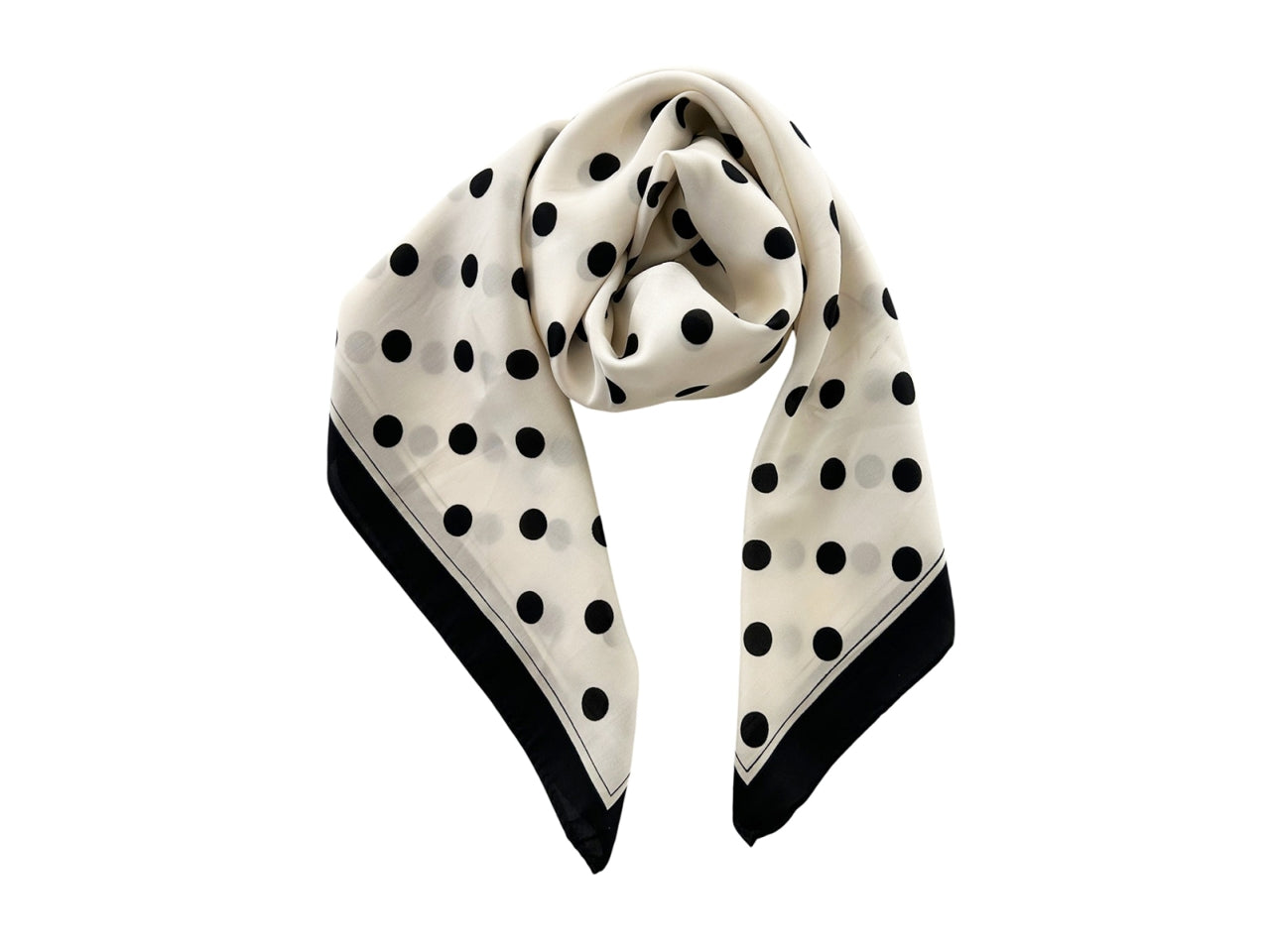 Foulard baralino 70x70cm a pois bianco