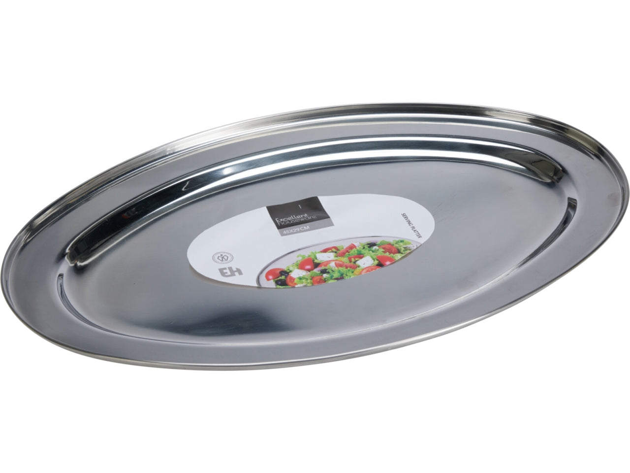 Vassoio da servizio in acciaio inox con dimensioni 45x29cm e peso 405gr