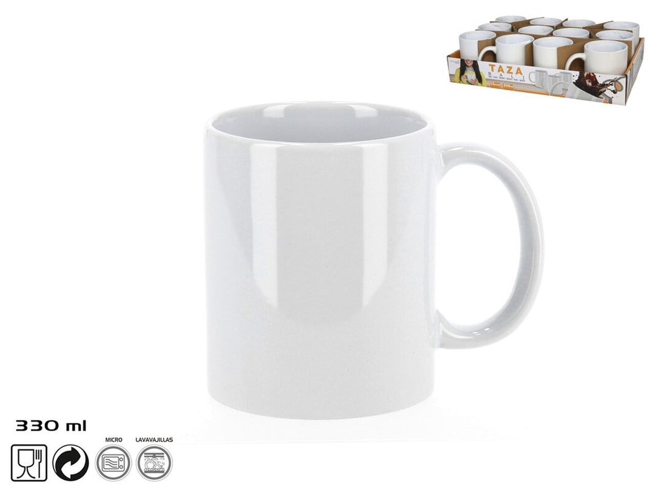 Tazza in ceramica bianca da 330ml