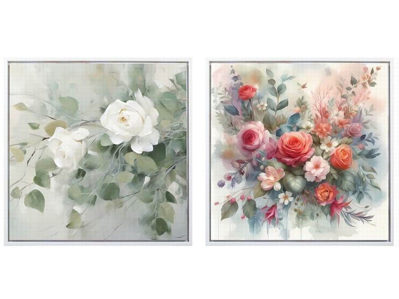 Quadro fiori in tela con cornice 40x40x2,5cm in 2 assortimenti