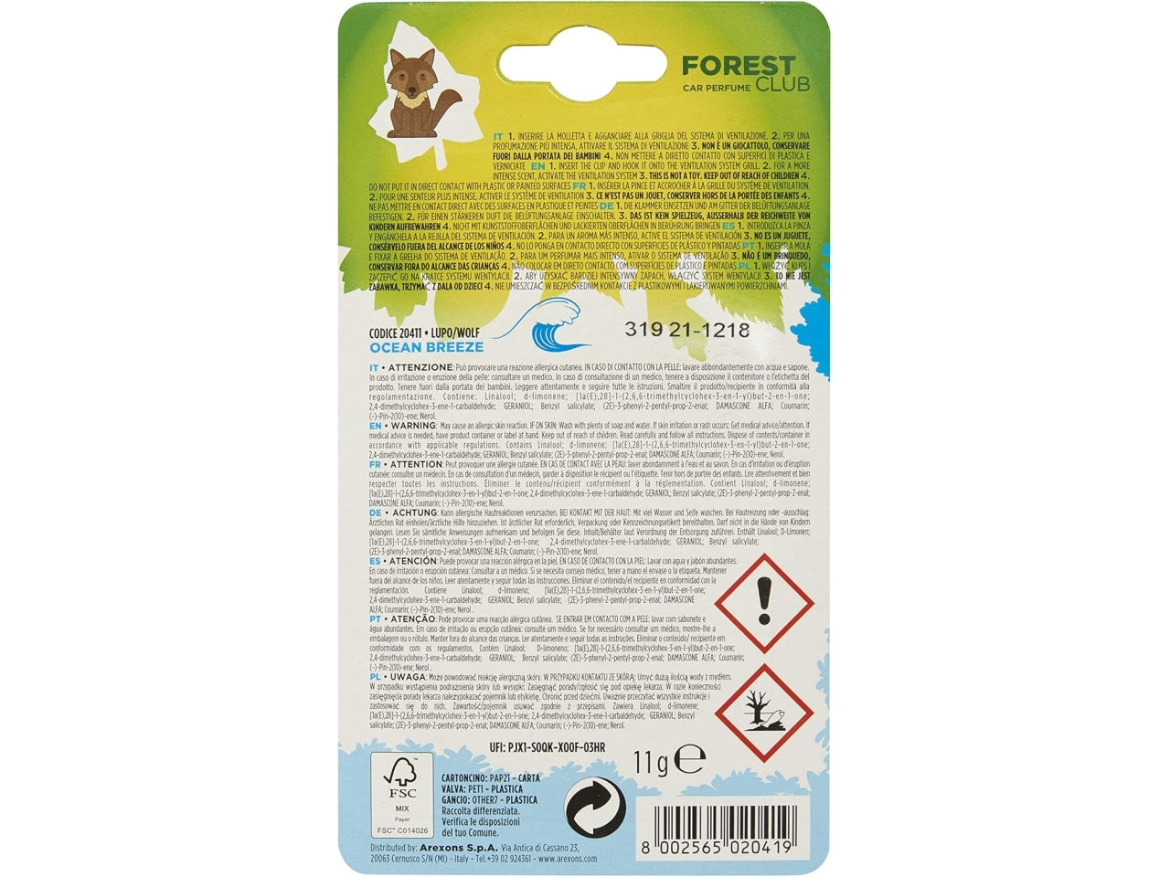 Arexons forest club lupo fragranza ocean breeze