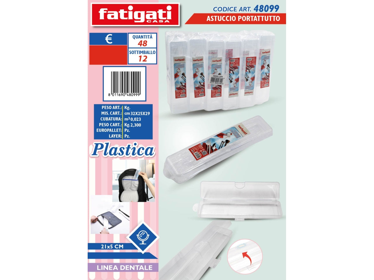 Astuccio portatutto in plastica 21x5cm