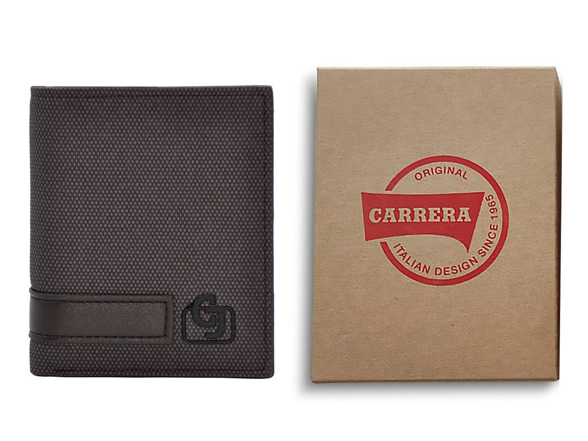 Portafoglio Carrera Django a due ante verticale marrone scuro