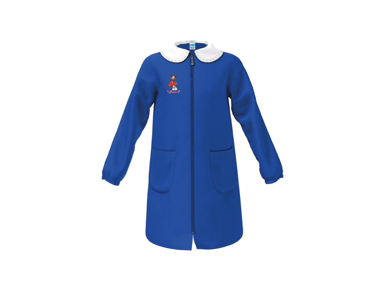 Grembiule scuola bimba blu con cerniera, taglia 10 anni