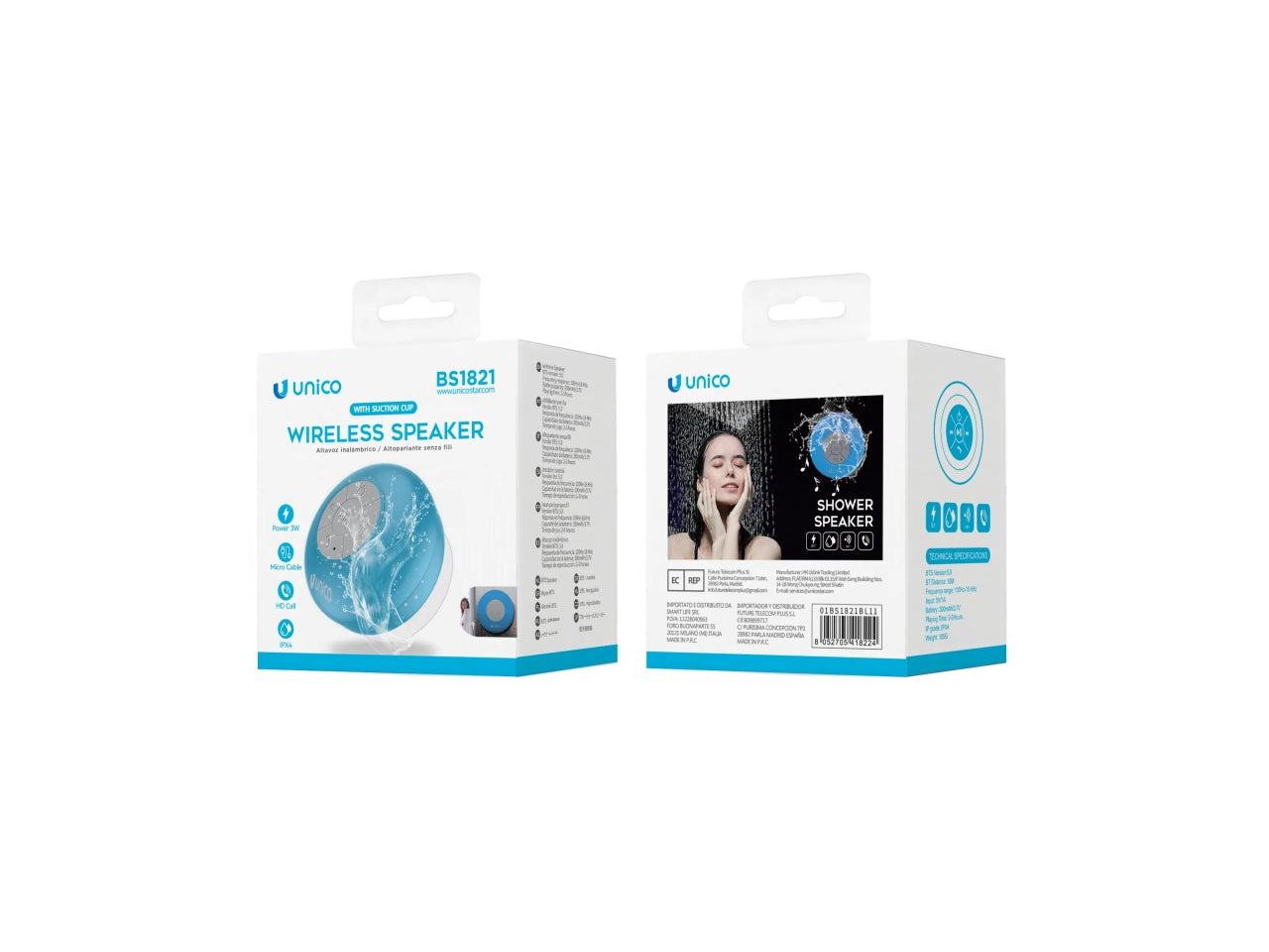 Altoparlante Bluetooth da bagno 3W, blu