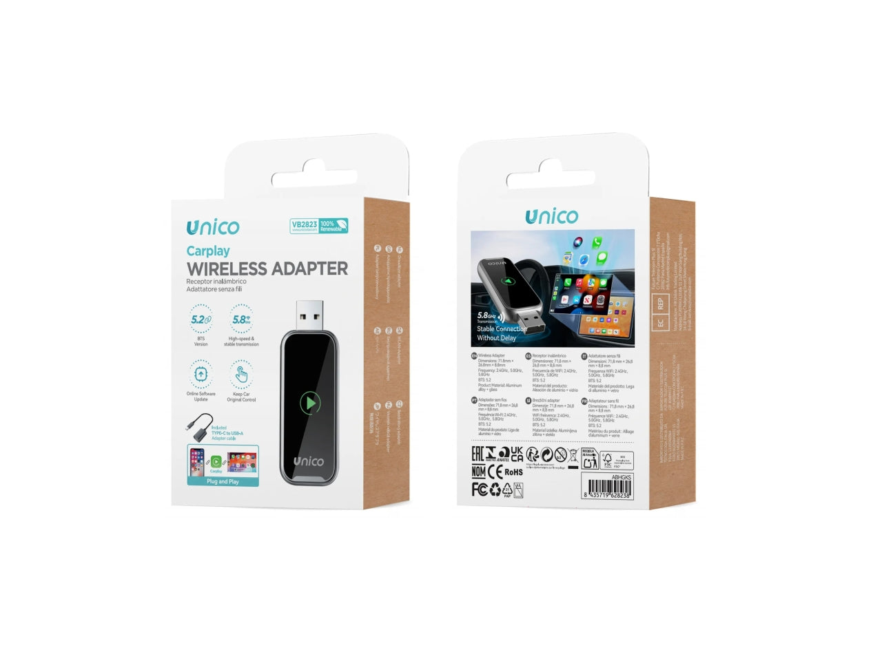 Carplay con Adattatore Type-C Versione Spina USB, grigio canna di fucile