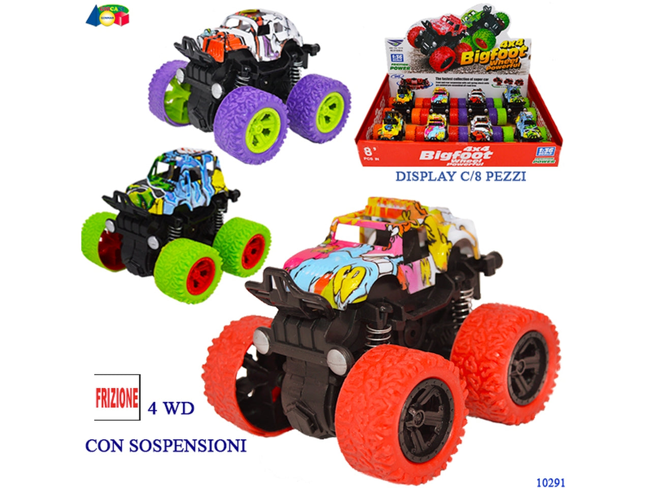 Jeep moster 4x4 con sospensioni a frizione assortita