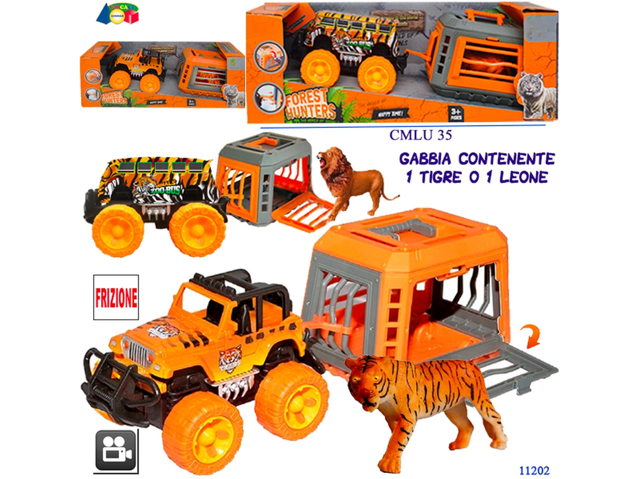 Mezzo killer a frizione con gabbia apribile tigre/leone