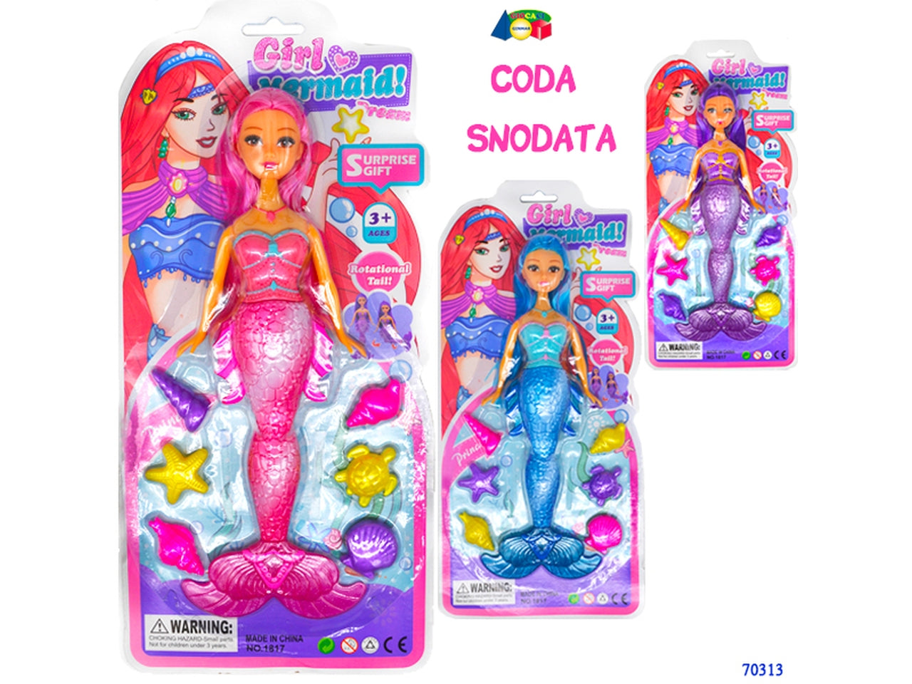 Set sirena con coda snodata ed accessori assortita