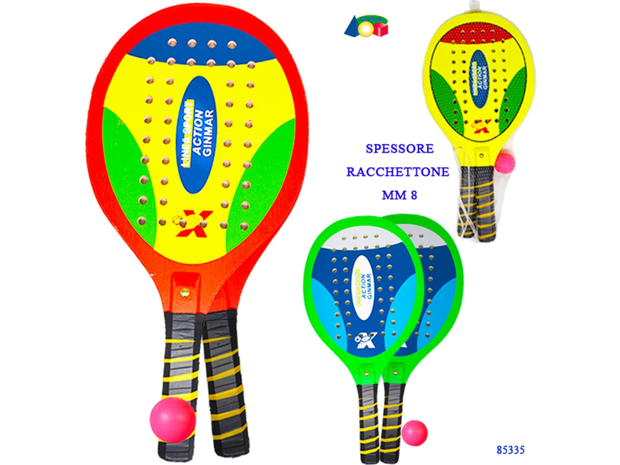 Coppia racchettoni con fori palla linea sport assortiti
