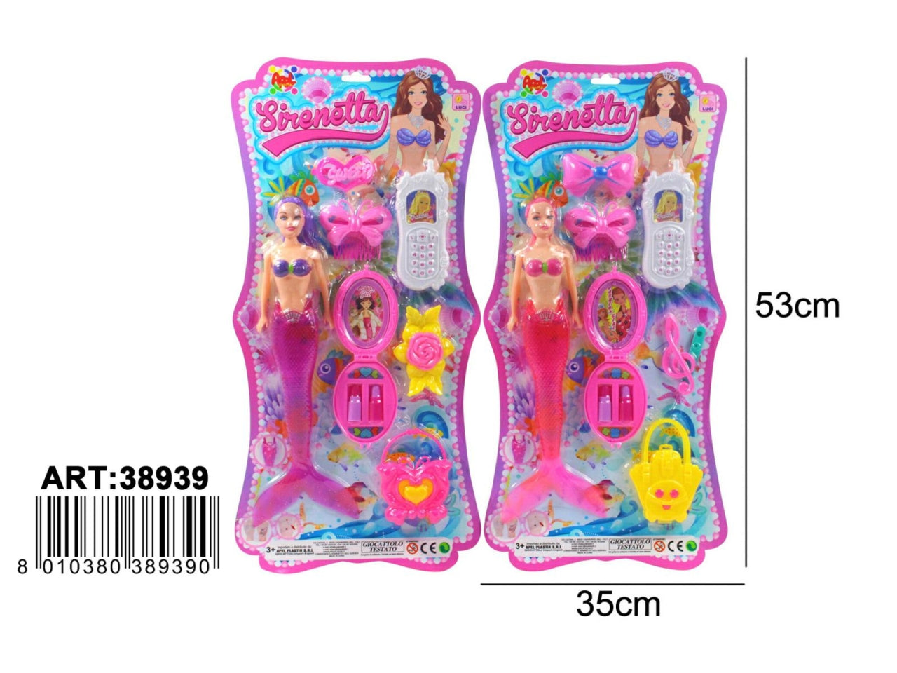 Sirenetta con luce e accessori beauty in 2 assortimenti