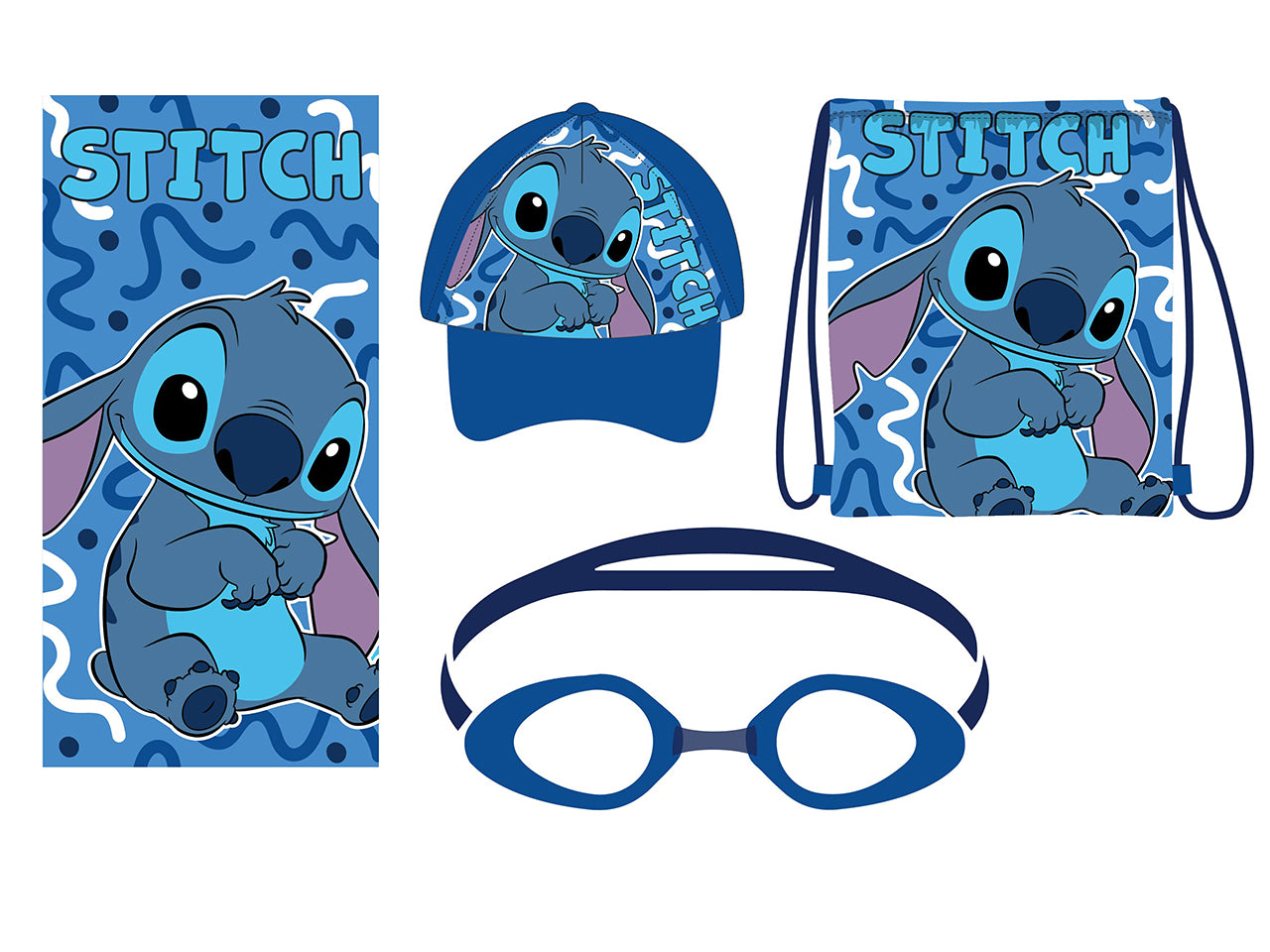 Sacca Stitch Boy con cappellino, telo e occhialini