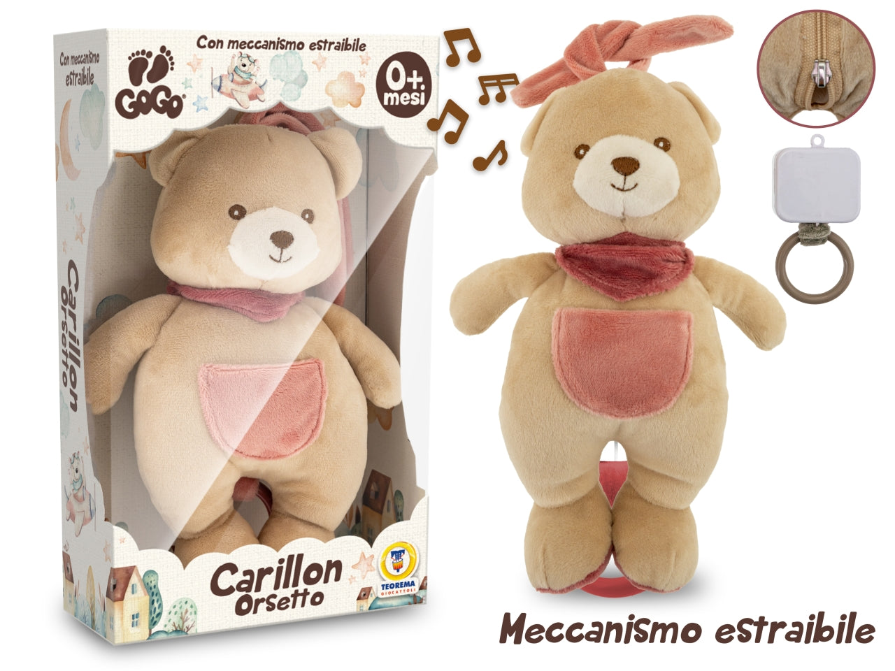 Gogo orsetto morbidoso con carillon 25cm