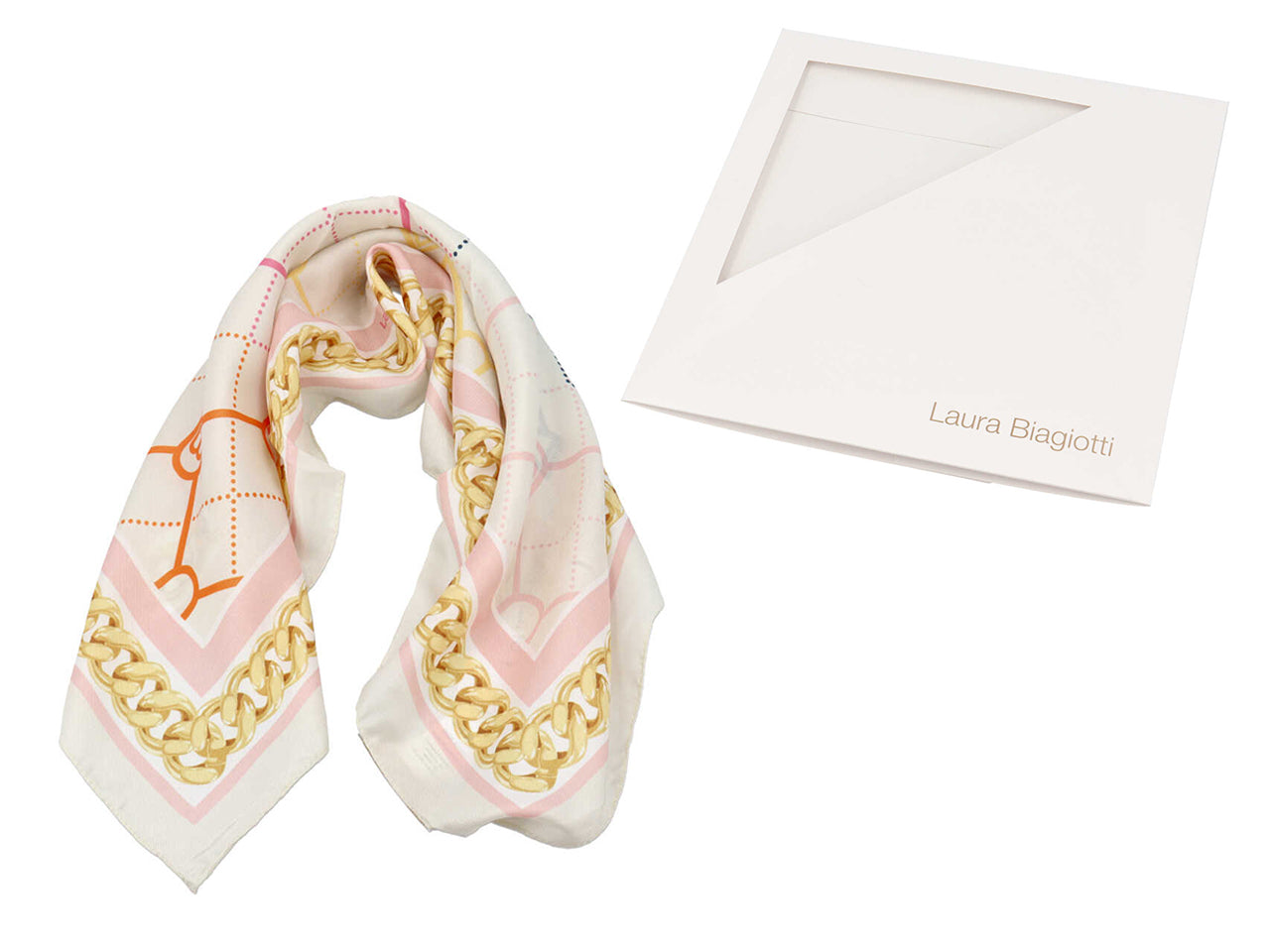 Foulard catena lb multi avorio 53x53cm