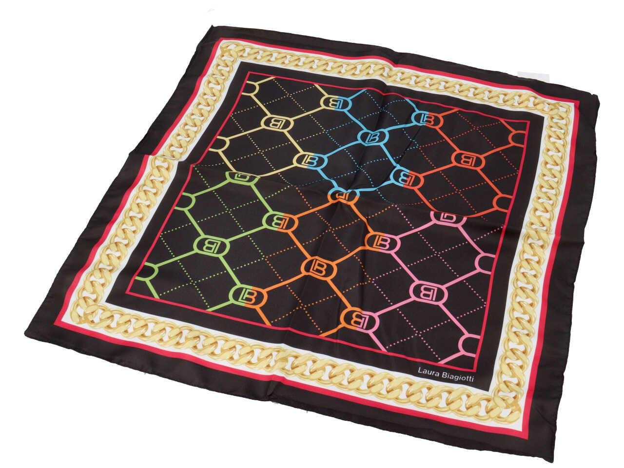 Foulard catena lb multi nero 53x53cm