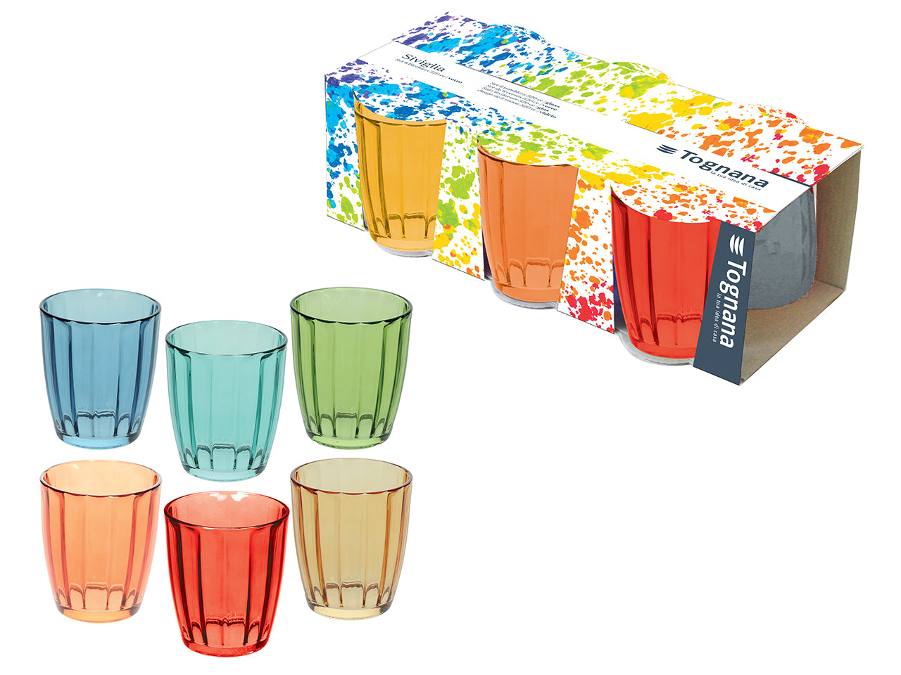 Set 6 bicchieri Siviglia in vetro colorata da 310cc