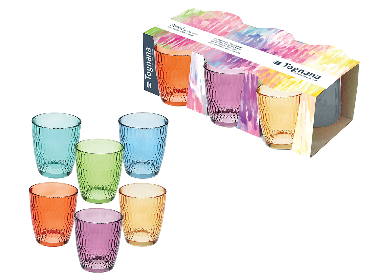 Set 6 bicchieri Seul in vetro colorata da 310cc