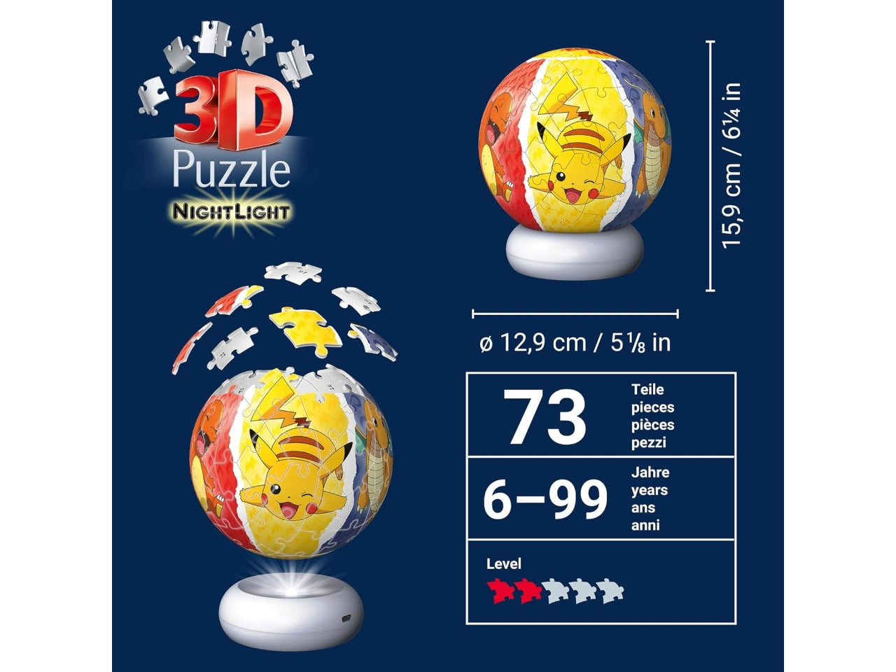 Puzzle 3d puzzle ball nightlight pokÃ©mon