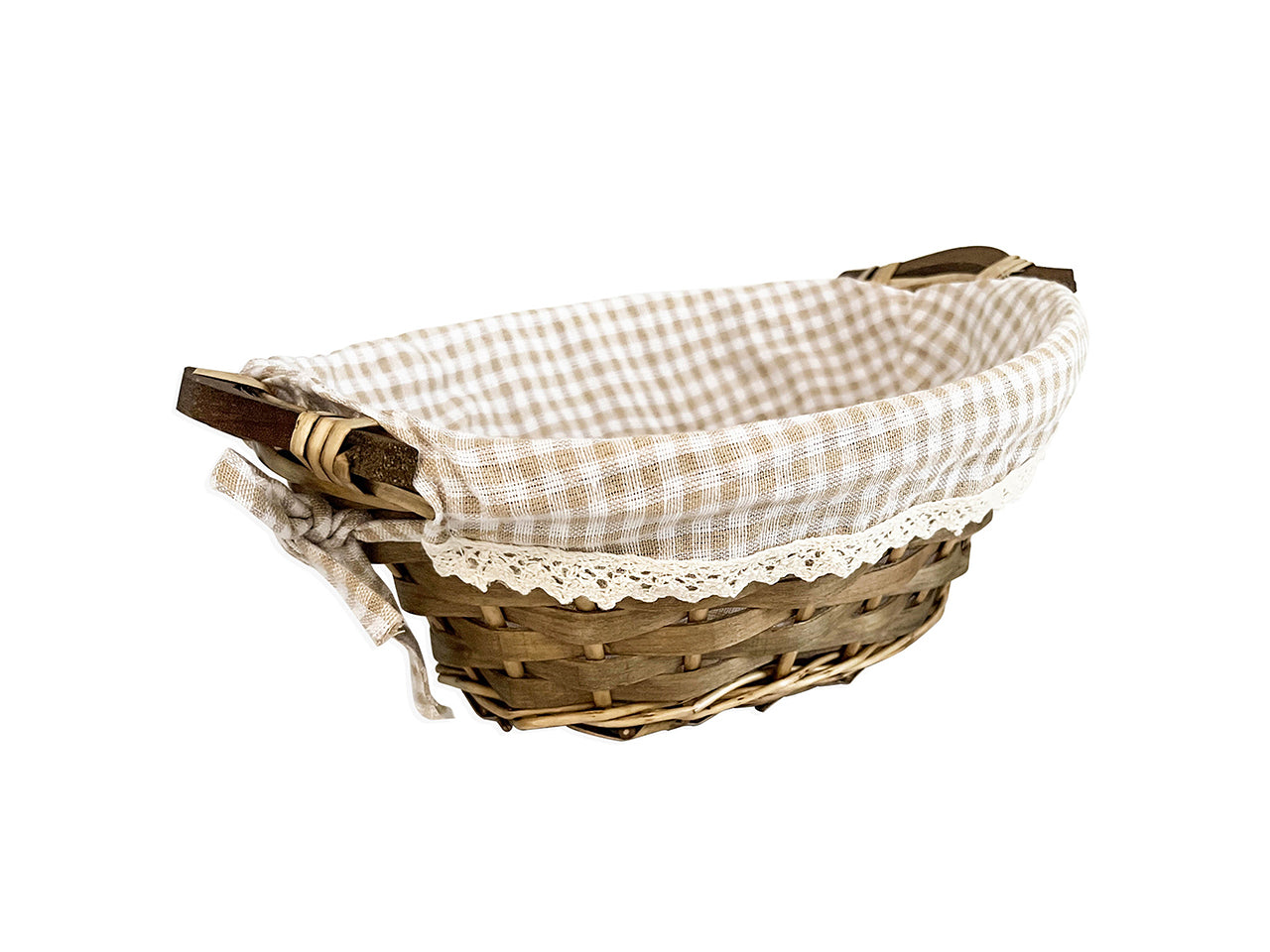 Cesto ovale foderato noce