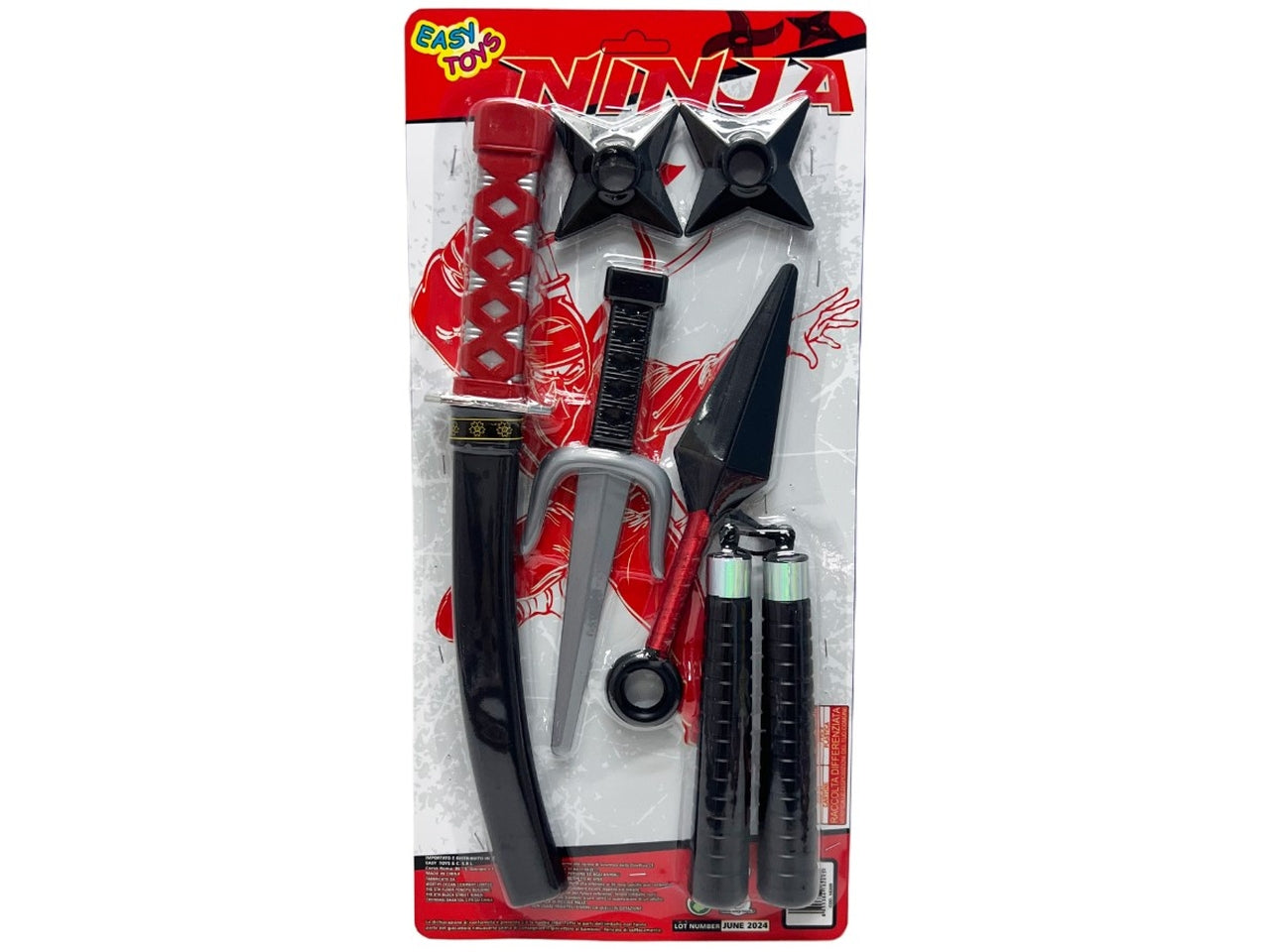 Gioco ninja con spada, pugnale e manganello