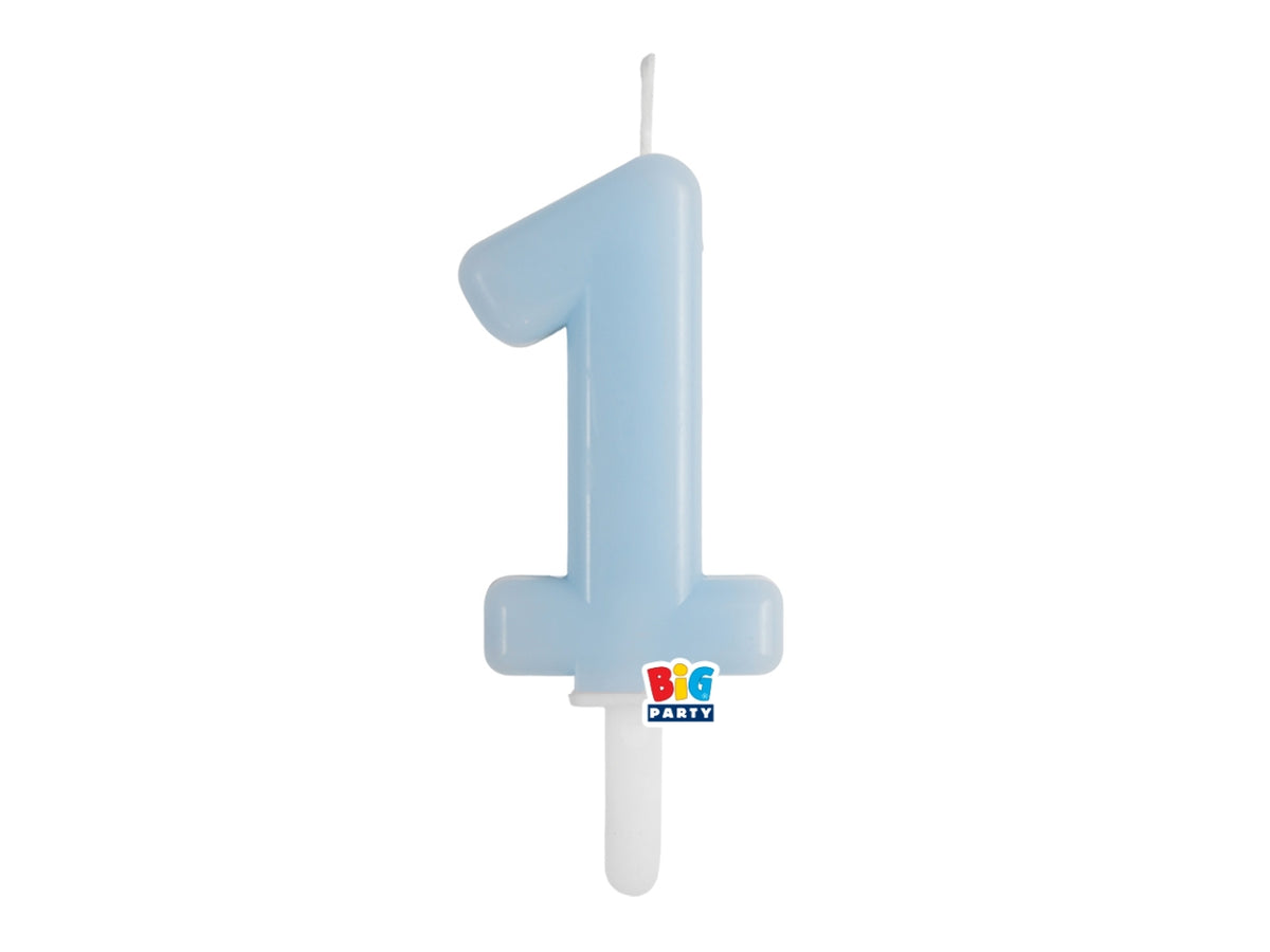 Candelina numero  1 di Cera Tiny Plump Celeste Baby 7cm