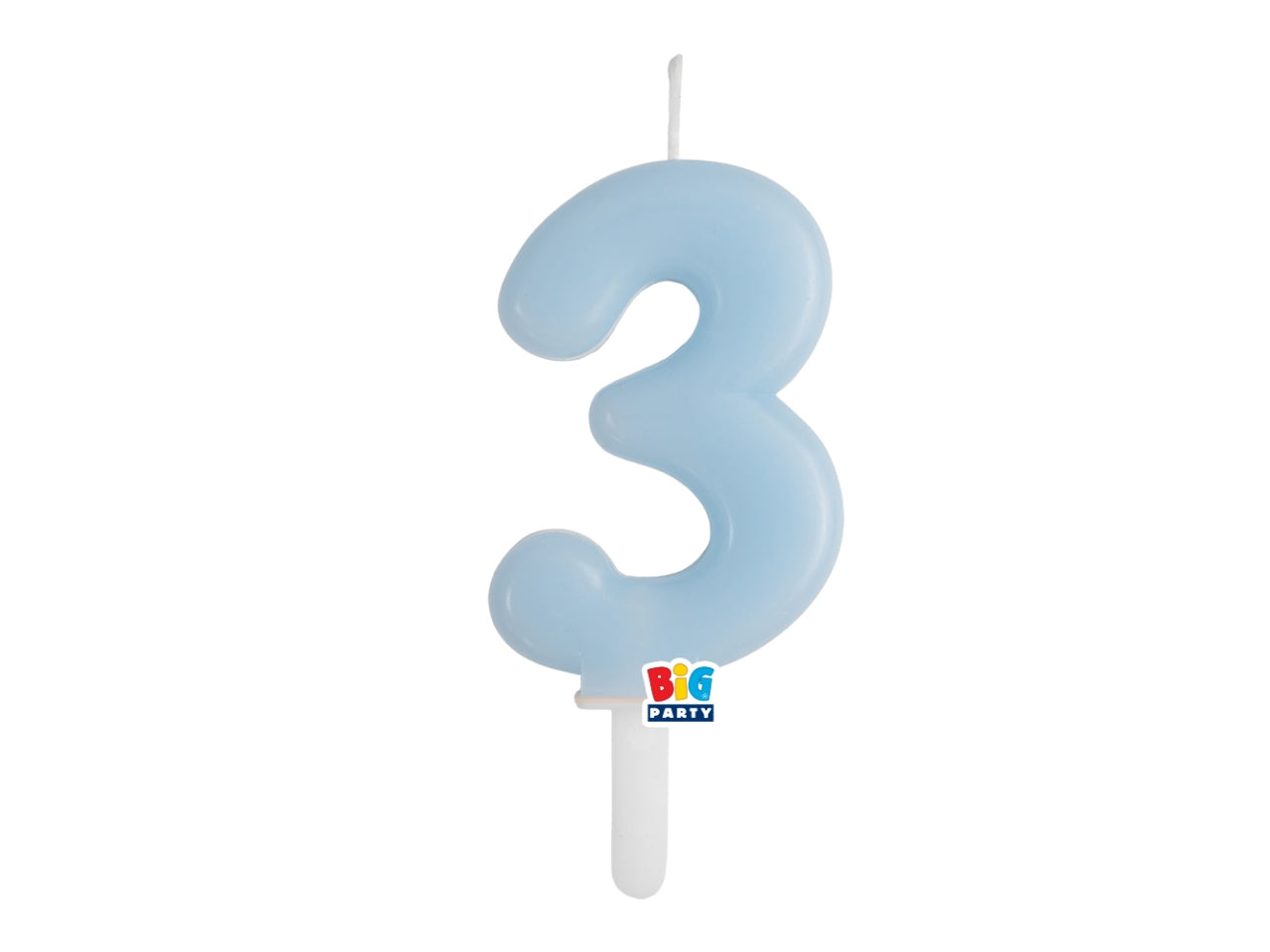 Candelina numero  3 di Cera Tiny Plump Celeste Baby 7cm
