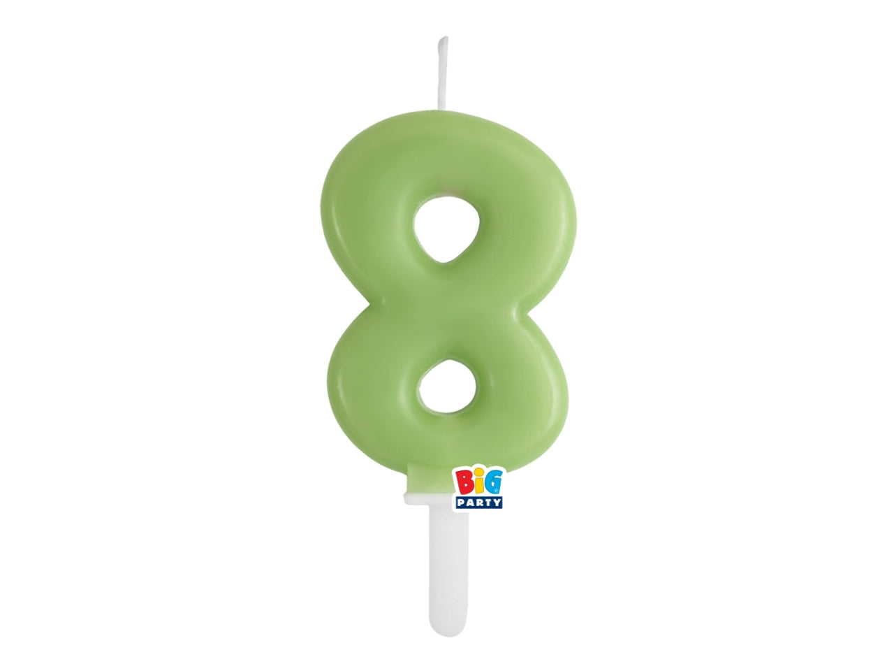 Candelina numero  8 di Cera Tiny Plump Verde Oliva 7cm