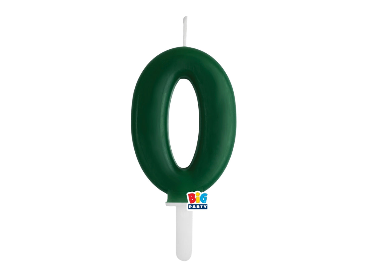 Candelina numero  0 di Cera Tiny Plump Verde Foresta 7cm
