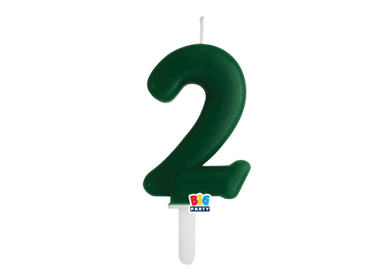 Candelina numero  2 di Cera Tiny Plump Verde Foresta 7cm