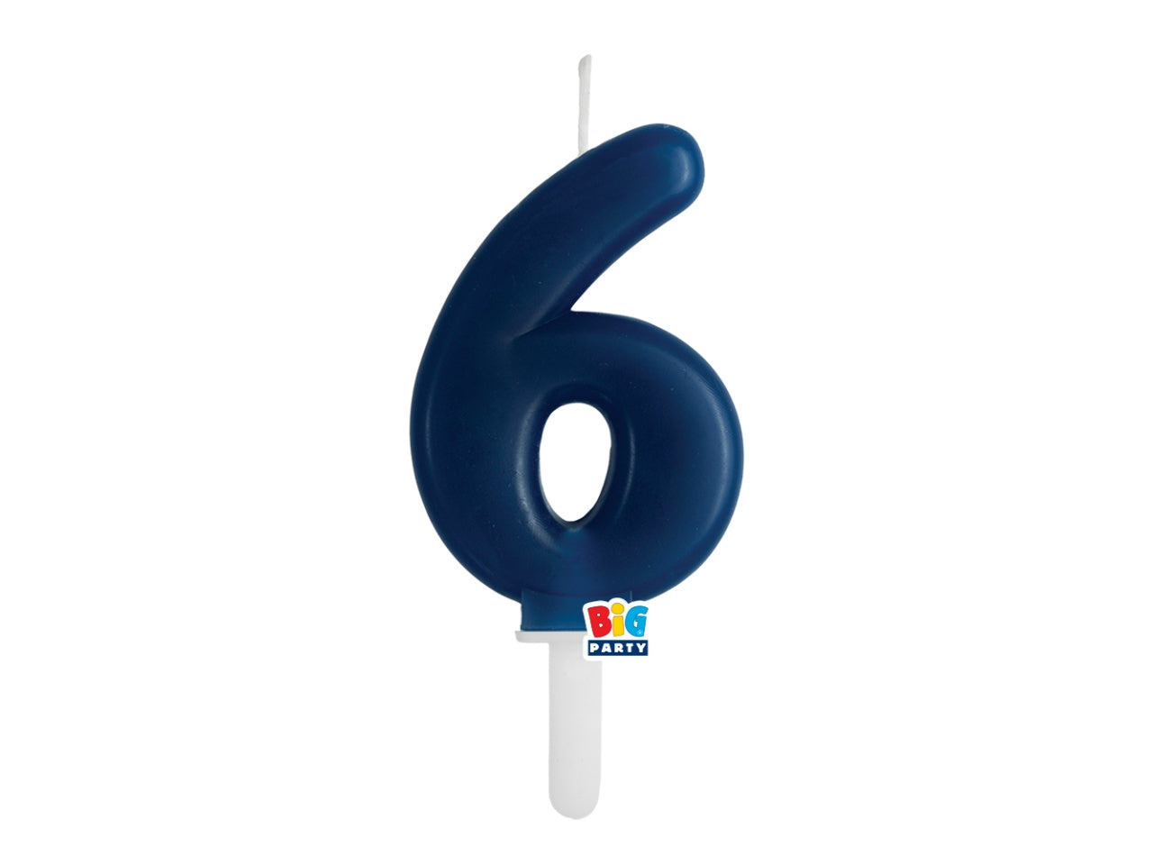 Candelina numero  6 di Cera Tiny Plump Blu Navy 7cm