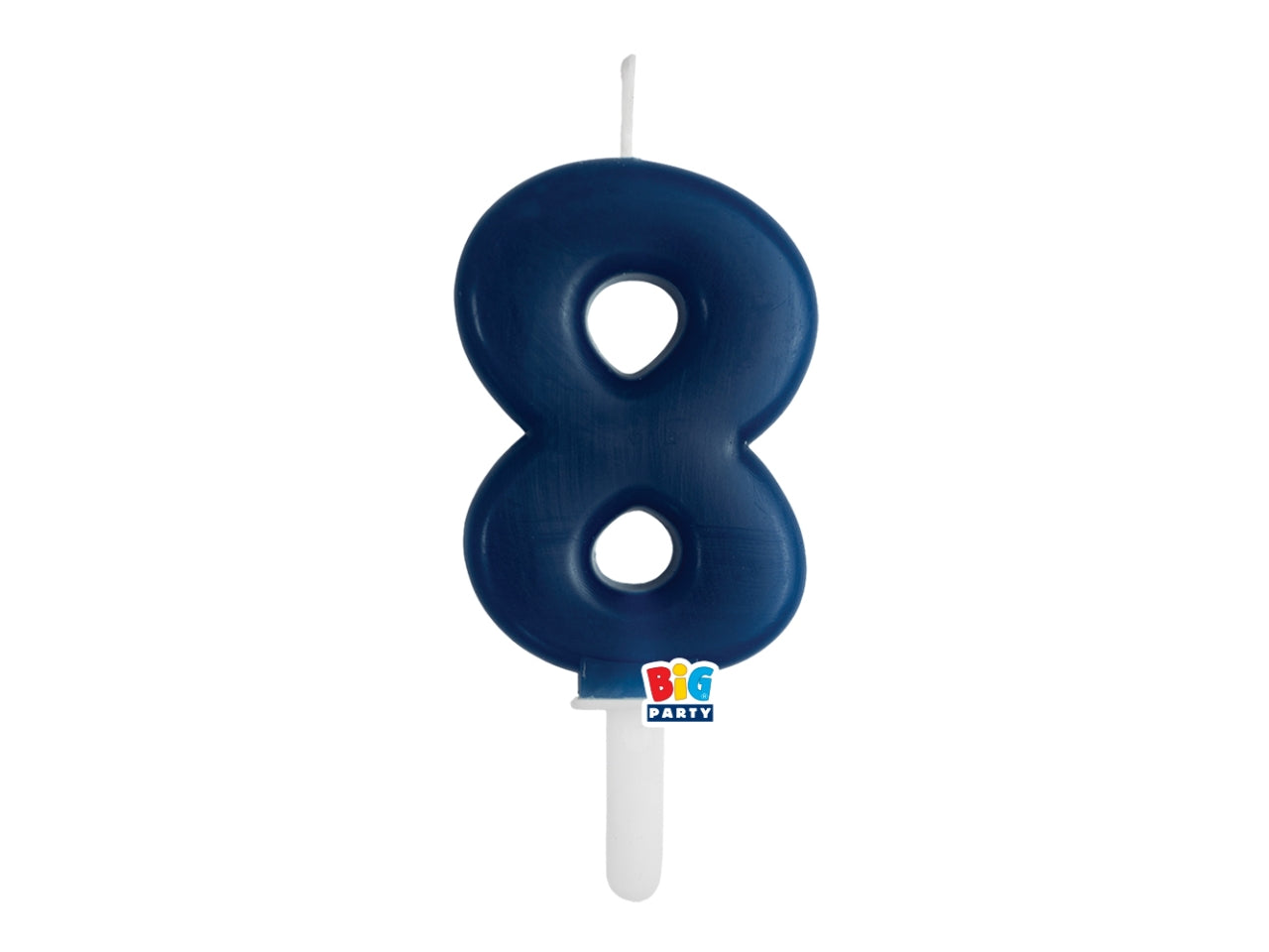 Candelina numero  8 di Cera Tiny Plump Blu Navy 7cm