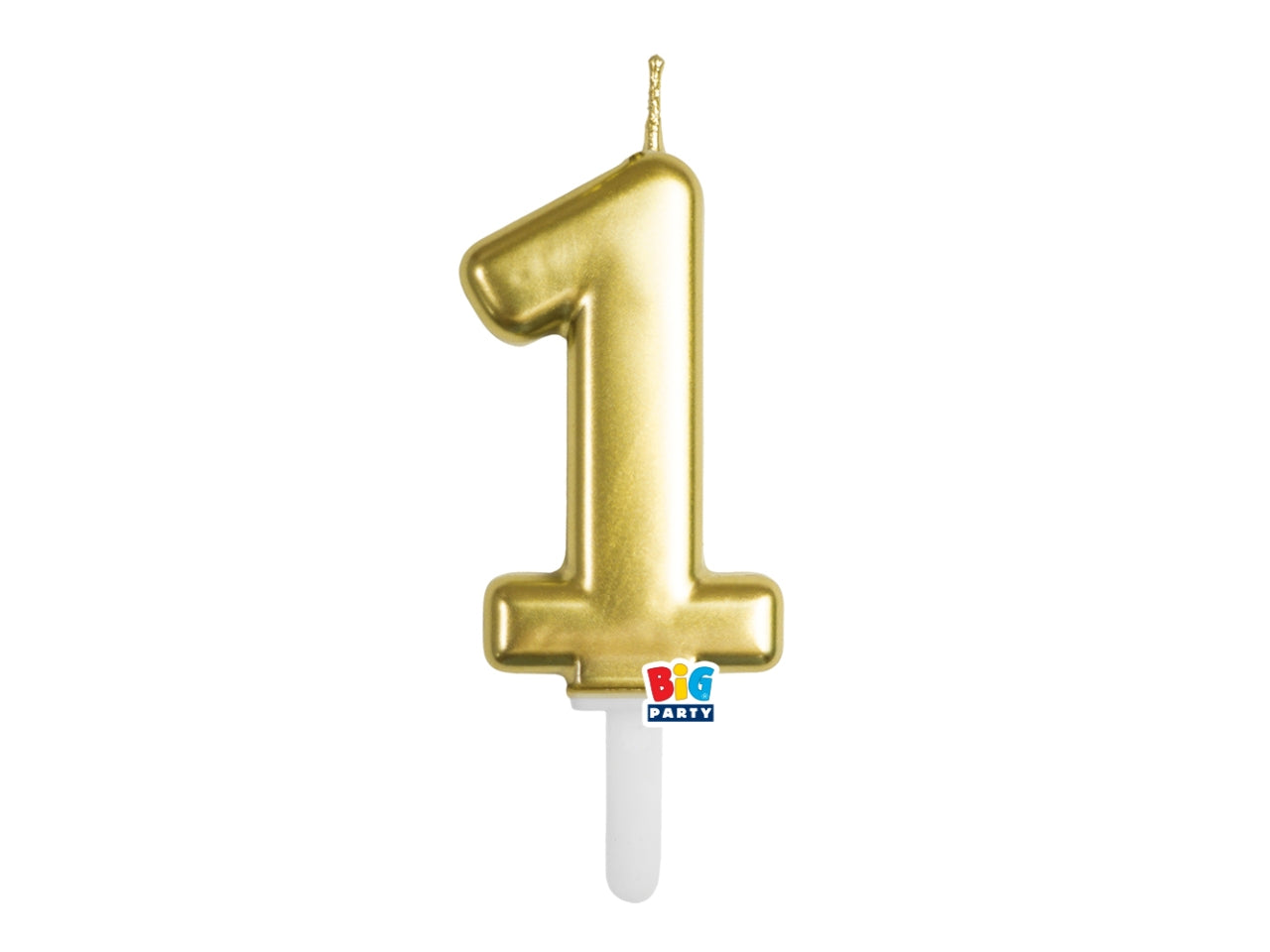 Candelina numero  1 di Cera Tiny Plump Oro Metal 7cm