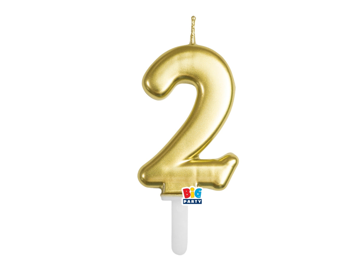 Candelina numero  2 di Cera Tiny Plump Oro Metal 7cm