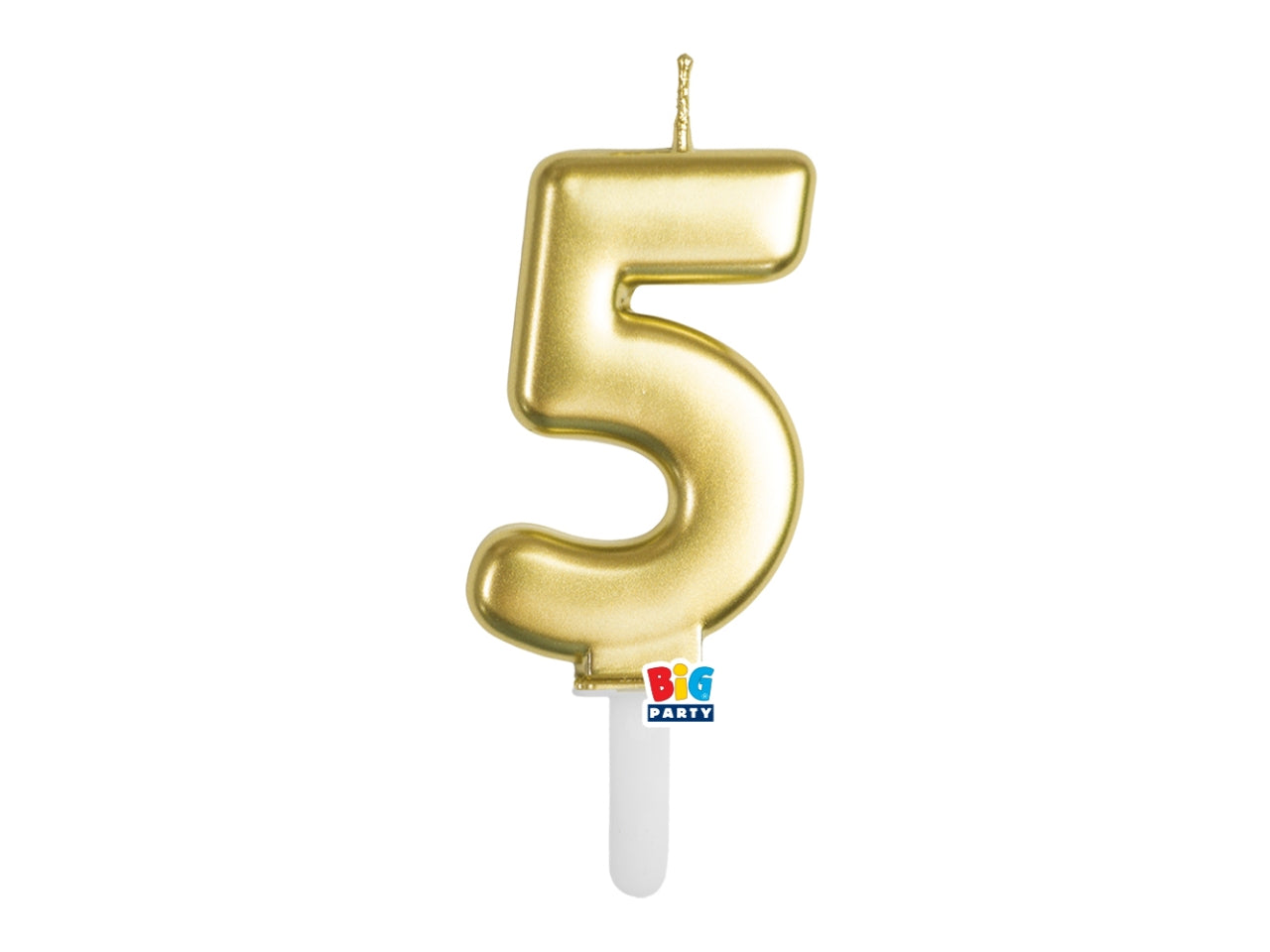 Candelina numero  5 di Cera Tiny Plump Oro Metal 7cm