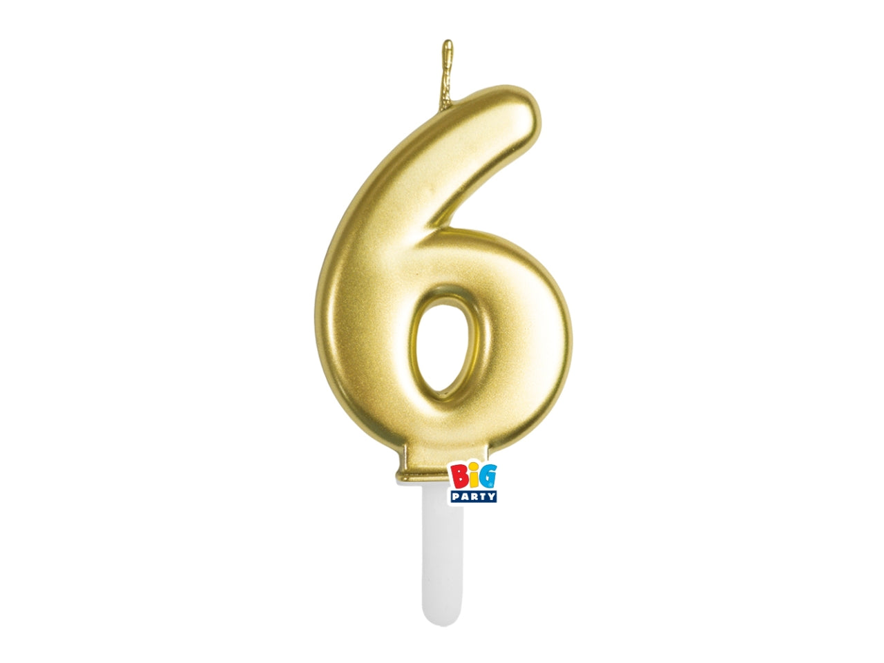 Candelina numero  6 di Cera Tiny Plump Oro Metal 7cm