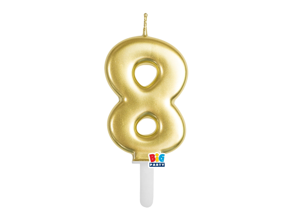 Candelina numero  8 di Cera Tiny Plump Oro Metal 7cm