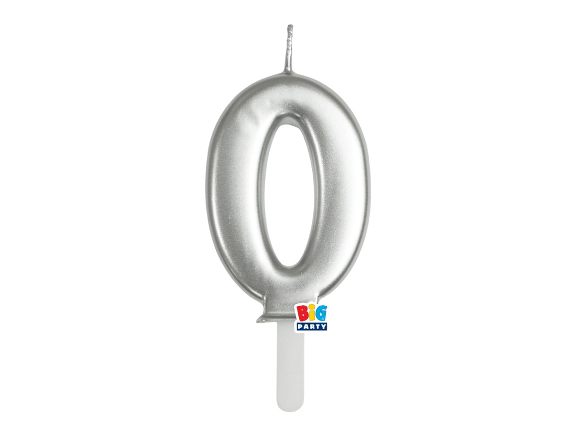 Candelina numero  0 di Cera Tiny Plump Argento Metal 7cm