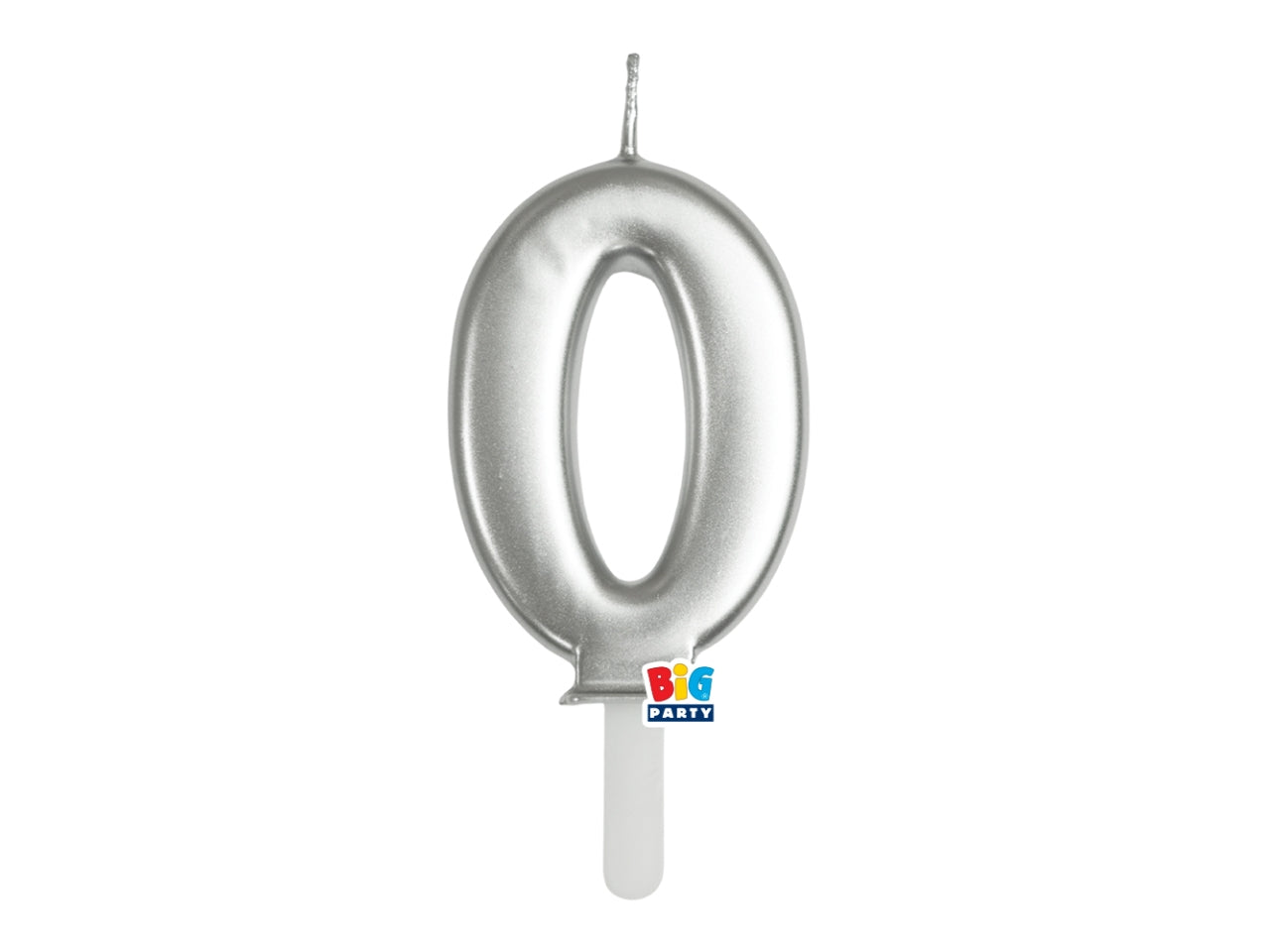 Candelina numero  0 di Cera Tiny Plump Argento Metal 7cm