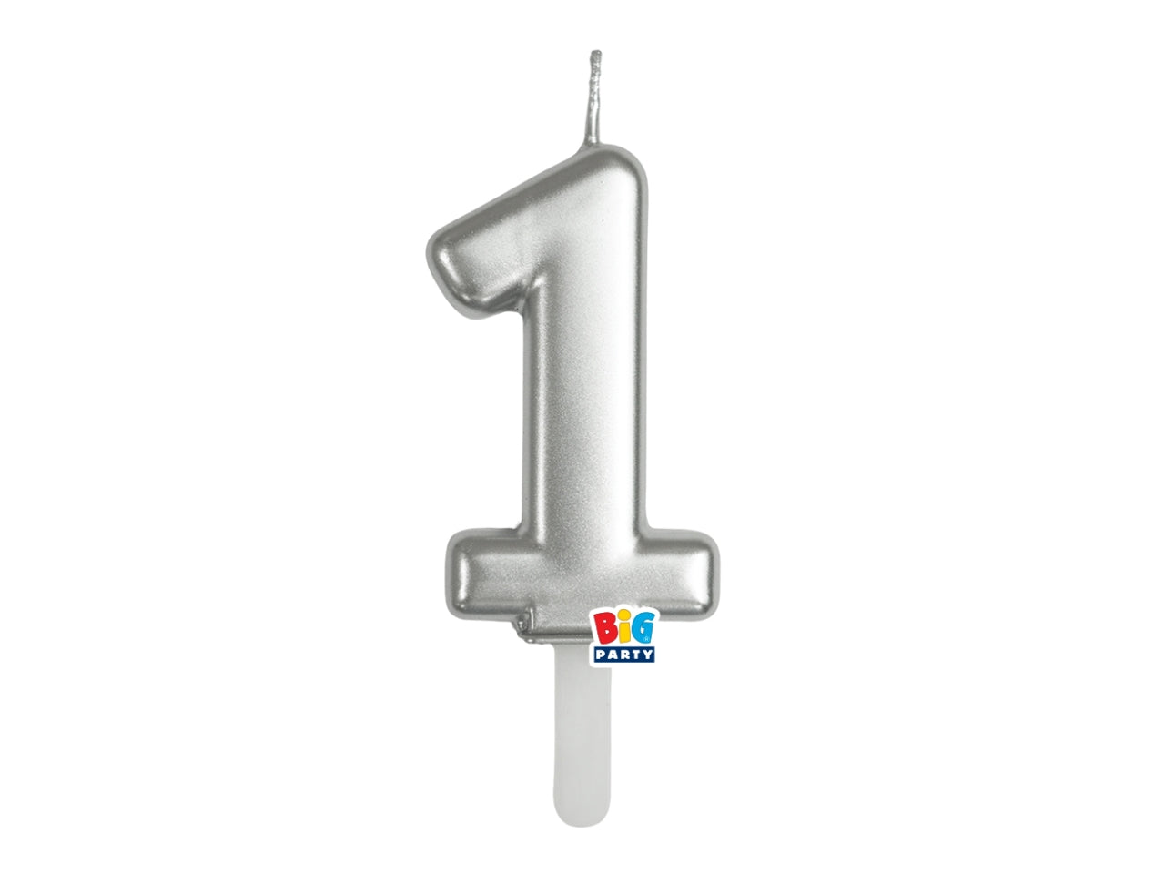 Candelina numero  1 di Cera Tiny Plump Argento Metal 7cm