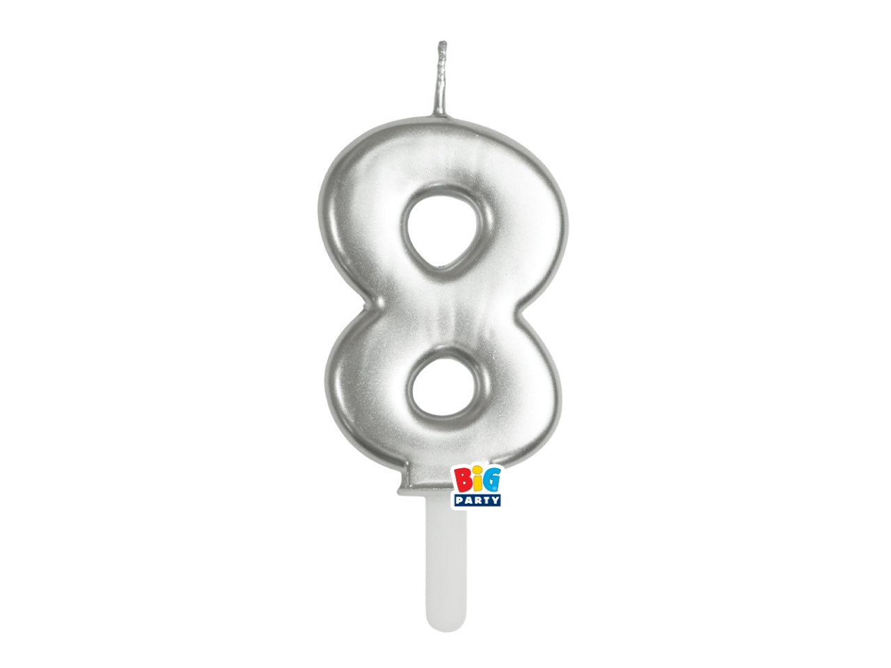 Candelina numero  8 di Cera Tiny Plump Argento Metal 7cm