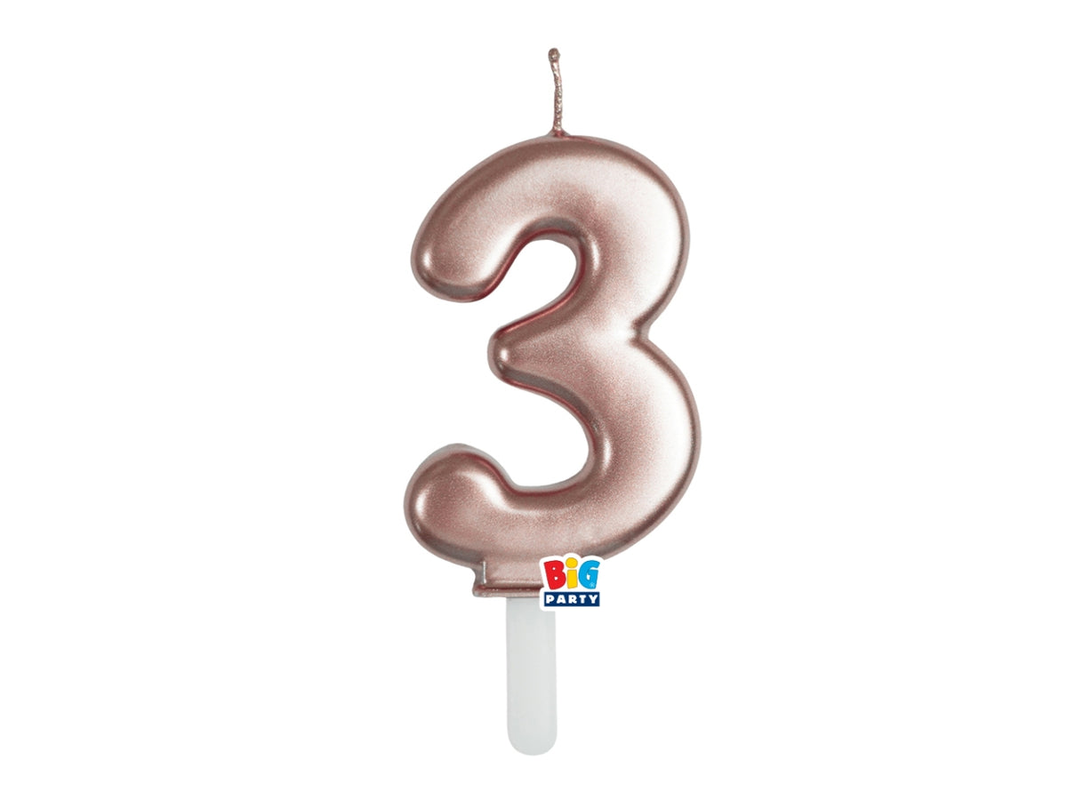 Candelina numero  3 di Cera Tiny Plump Rose Gold Metal 7cm