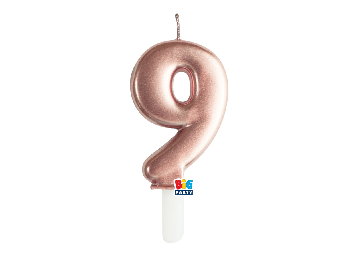 Candelina numero  9 di Cera Tiny Plump Rose Gold Metal 7cm